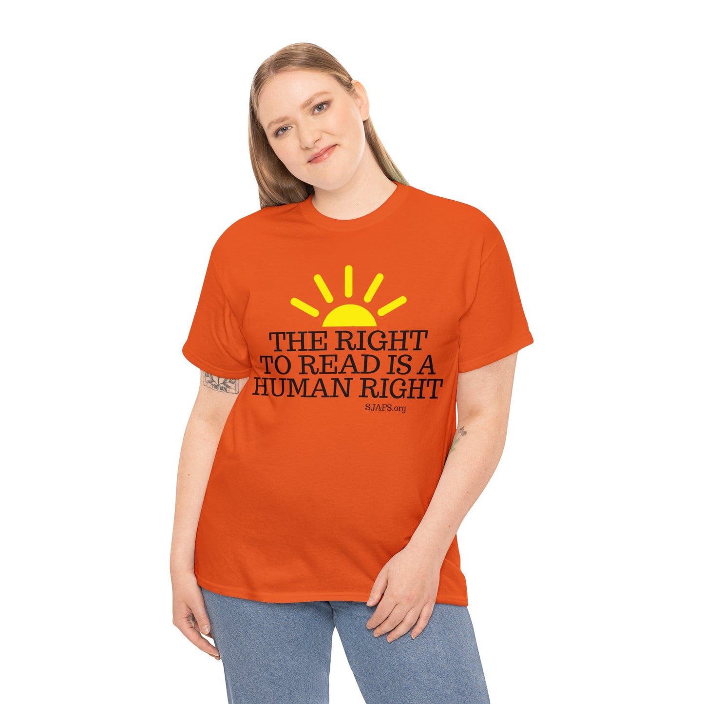 SJAFS The Right to Read is a Human Right Unisex Heavy Cotton Tee