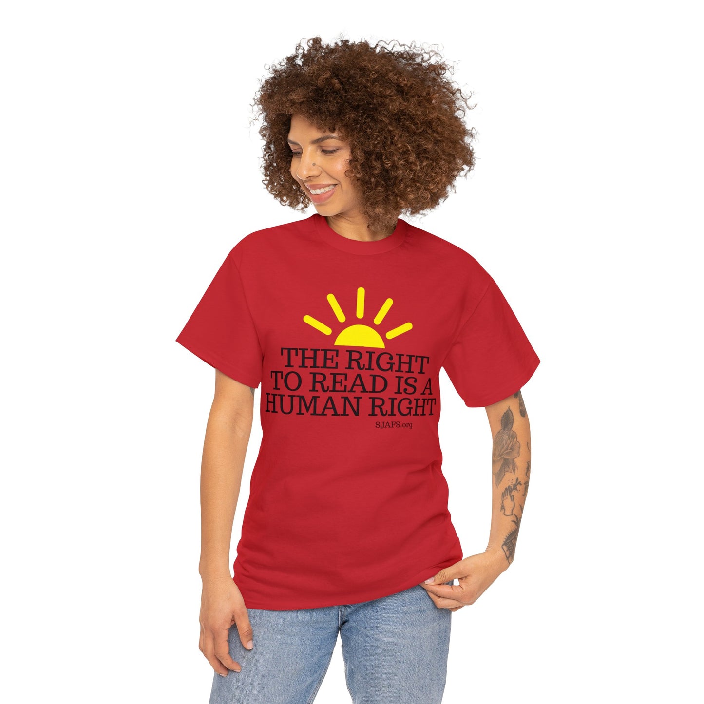SJAFS The Right to Read is a Human Right Unisex Heavy Cotton Tee