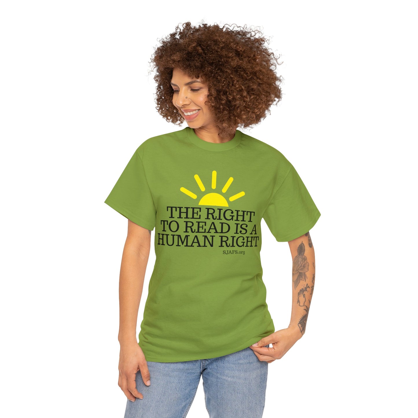 SJAFS The Right to Read is a Human Right Unisex Heavy Cotton Tee
