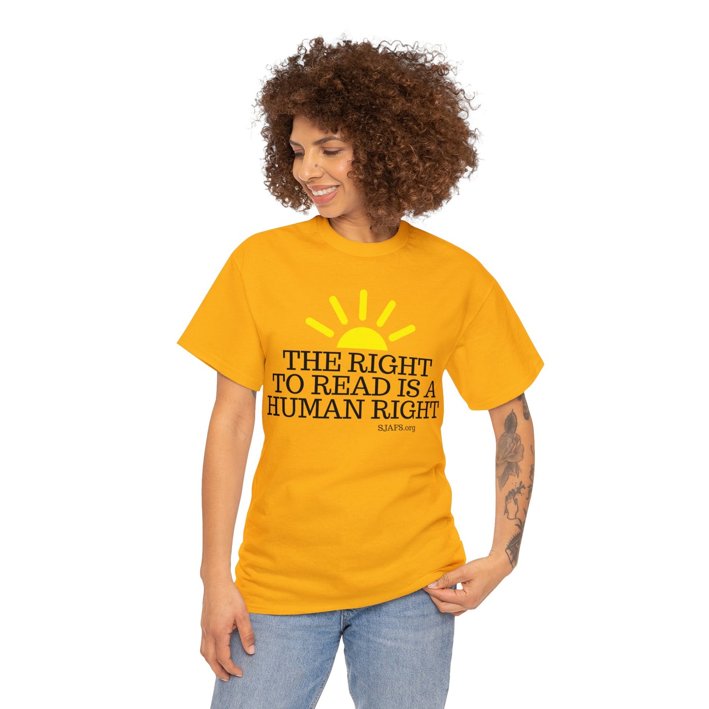 SJAFS The Right to Read is a Human Right Unisex Heavy Cotton Tee