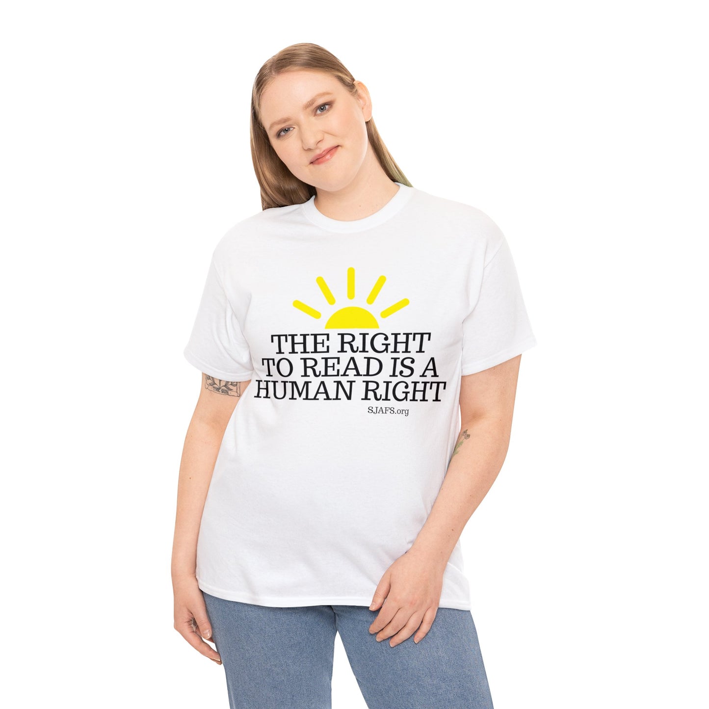 SJAFS The Right to Read is a Human Right Unisex Heavy Cotton Tee