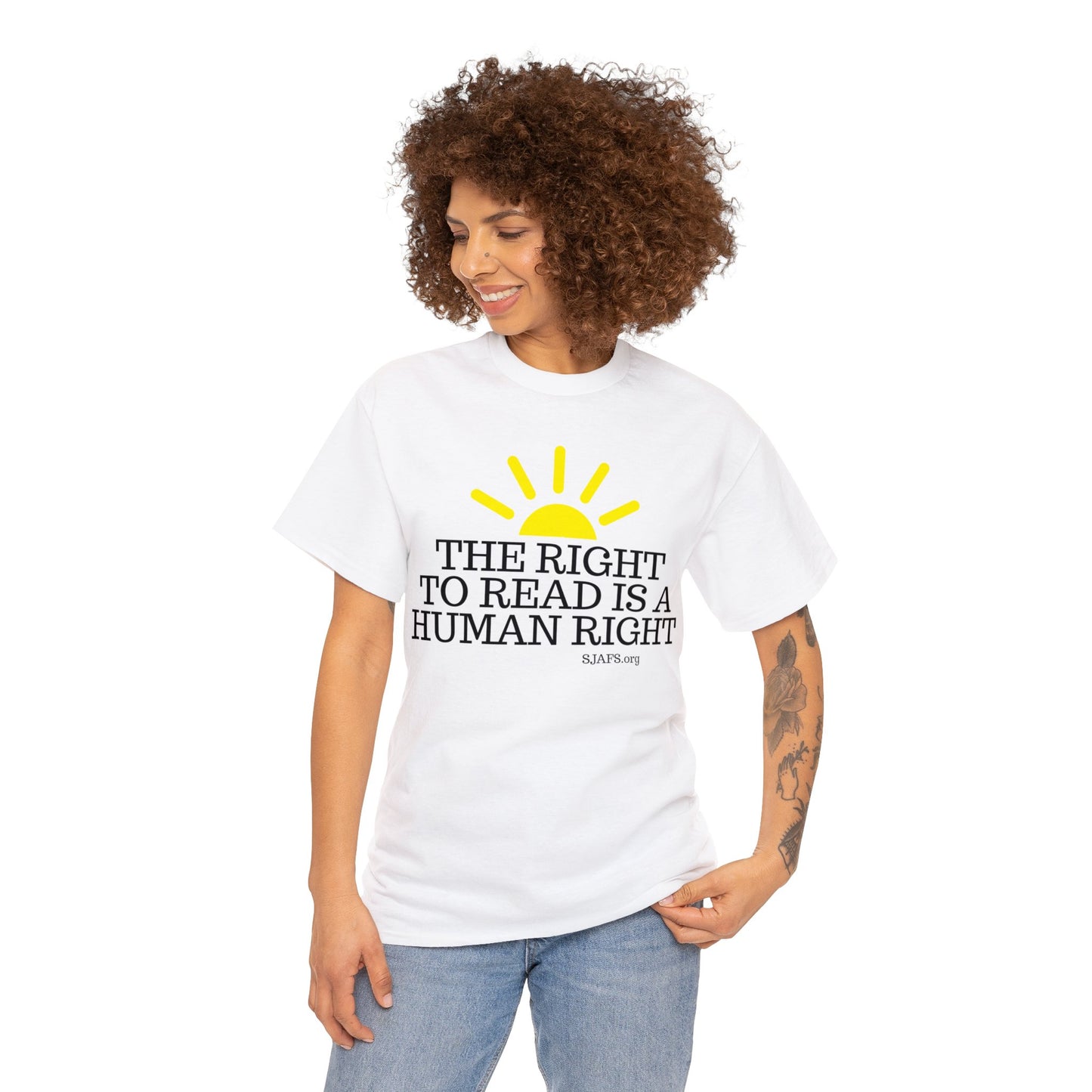 SJAFS The Right to Read is a Human Right Unisex Heavy Cotton Tee