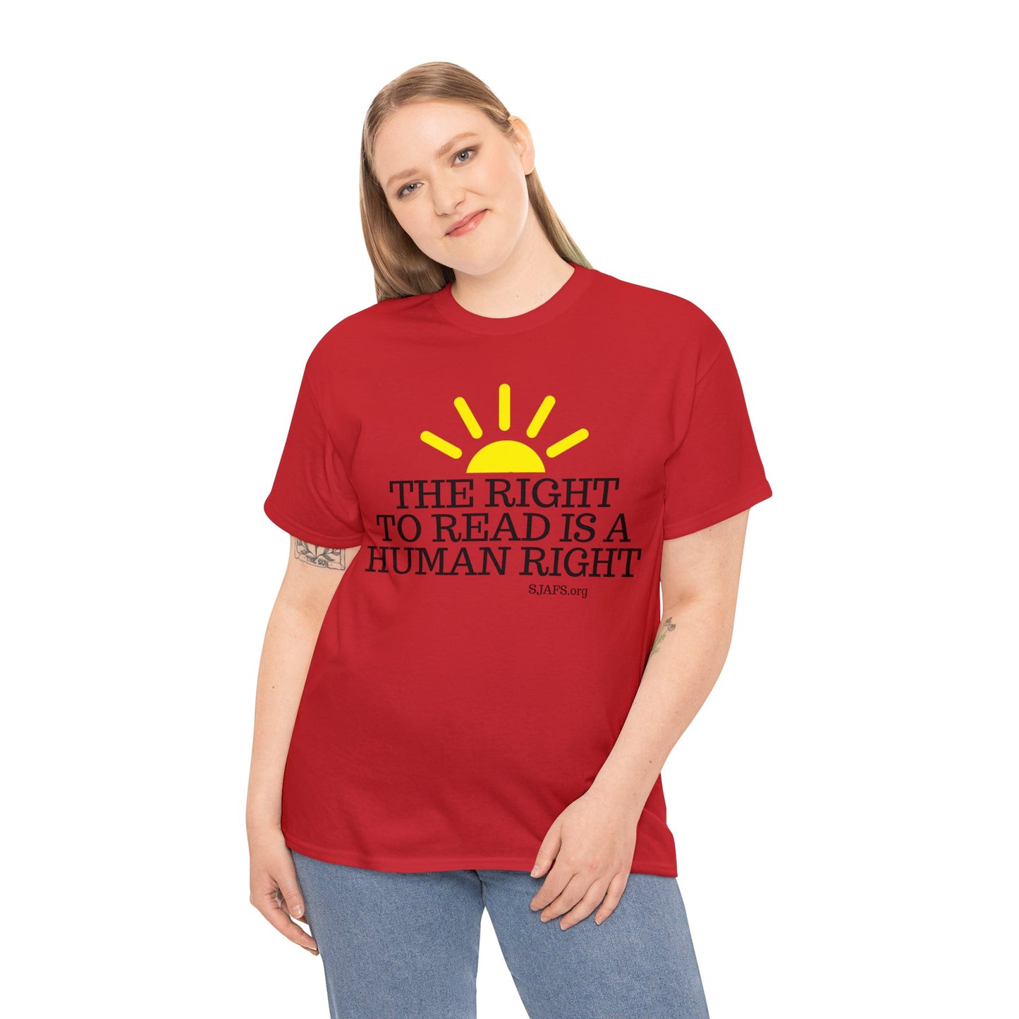 SJAFS The Right to Read is a Human Right Unisex Heavy Cotton Tee