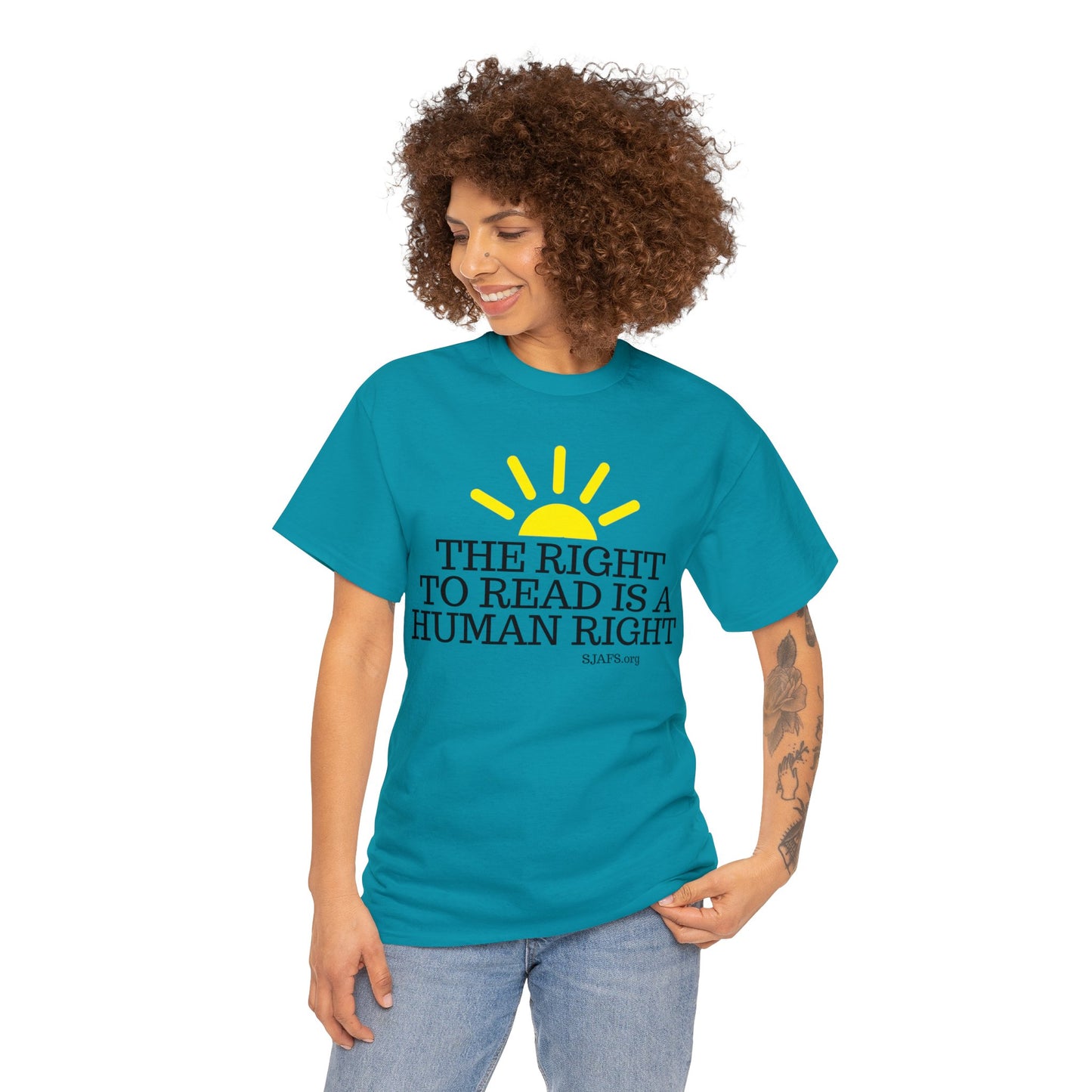 SJAFS The Right to Read is a Human Right Unisex Heavy Cotton Tee