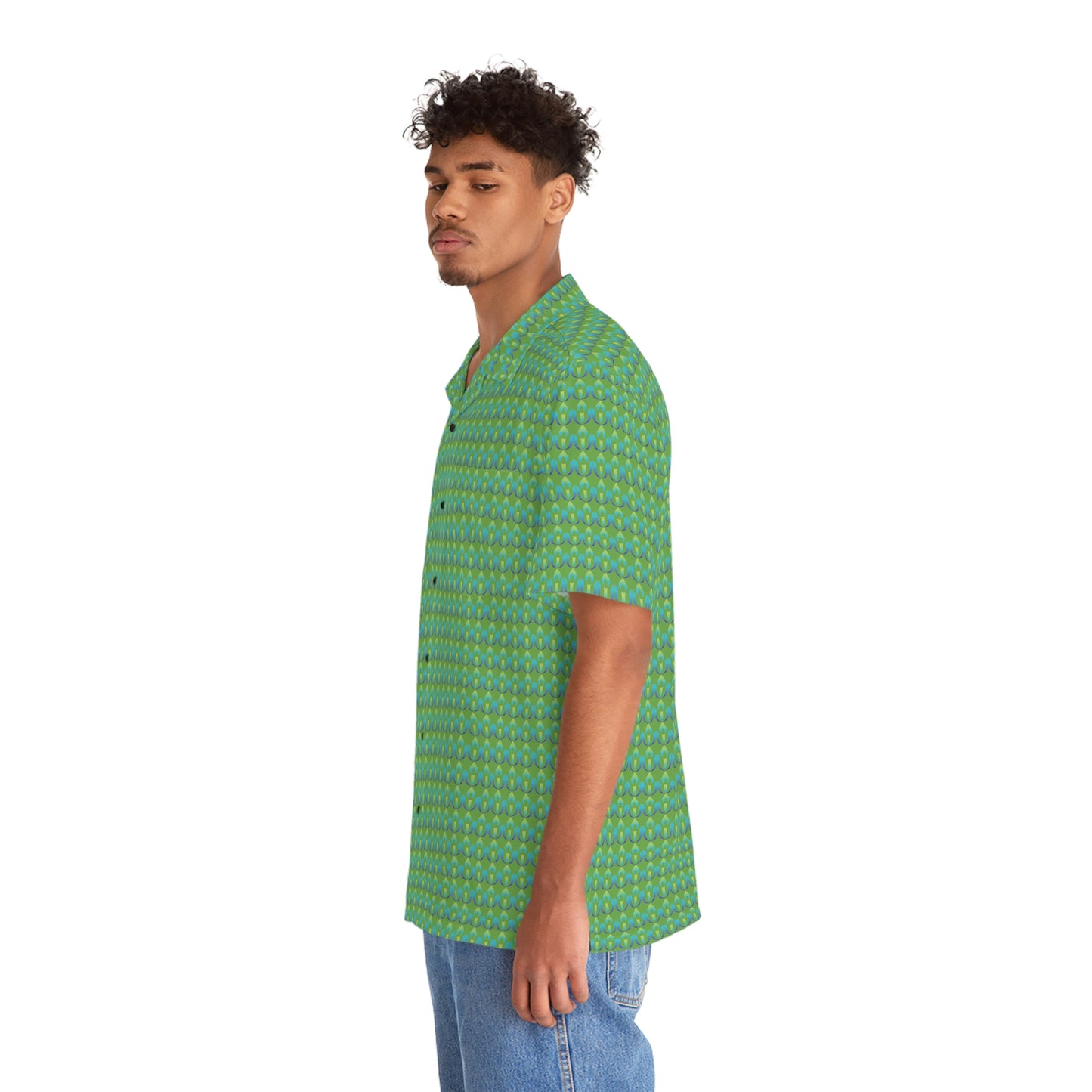 Green UUCOV Men's Hawaiian Shirt (AOP)