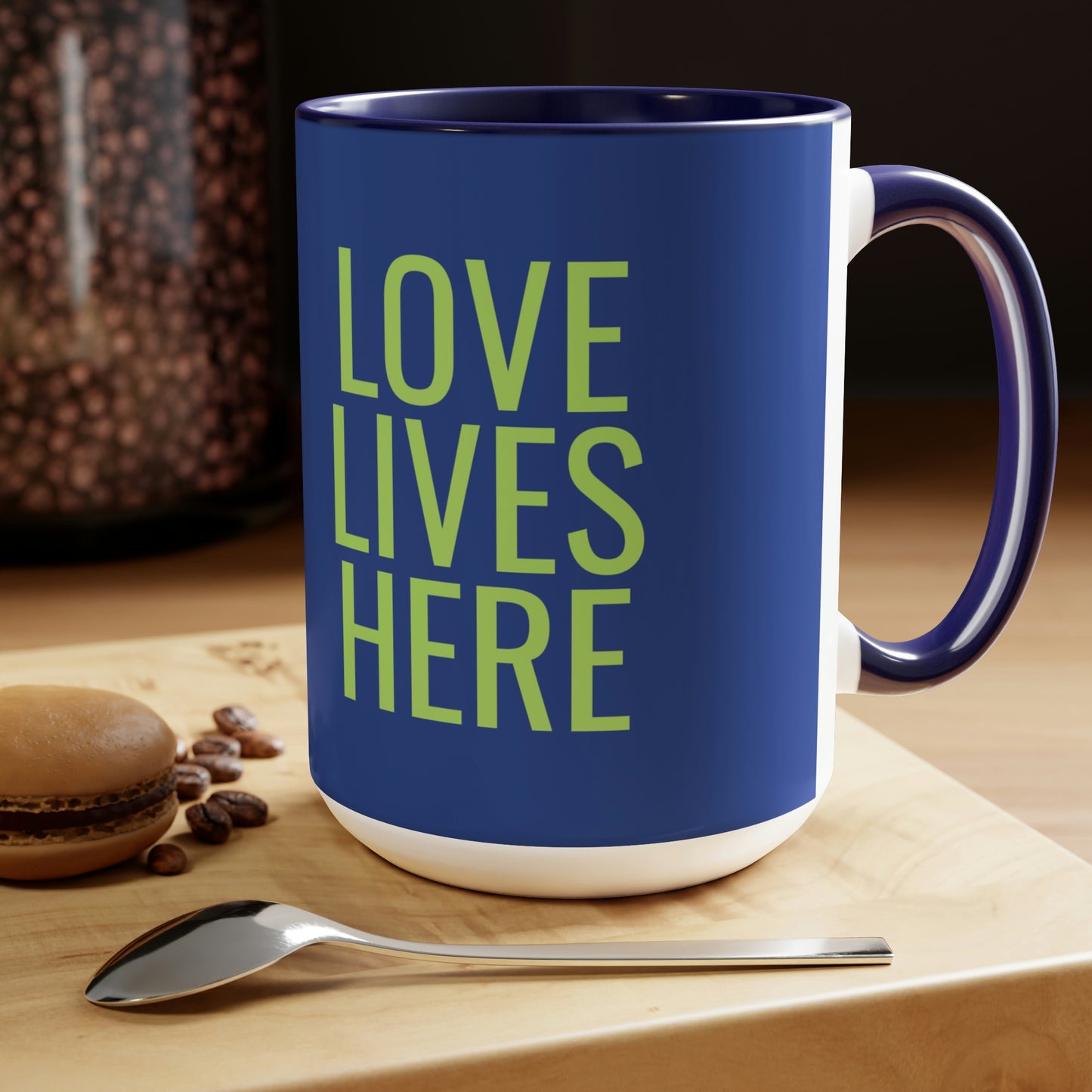 Love Lives HereTwo-Tone Coffee Mugs, 15oz