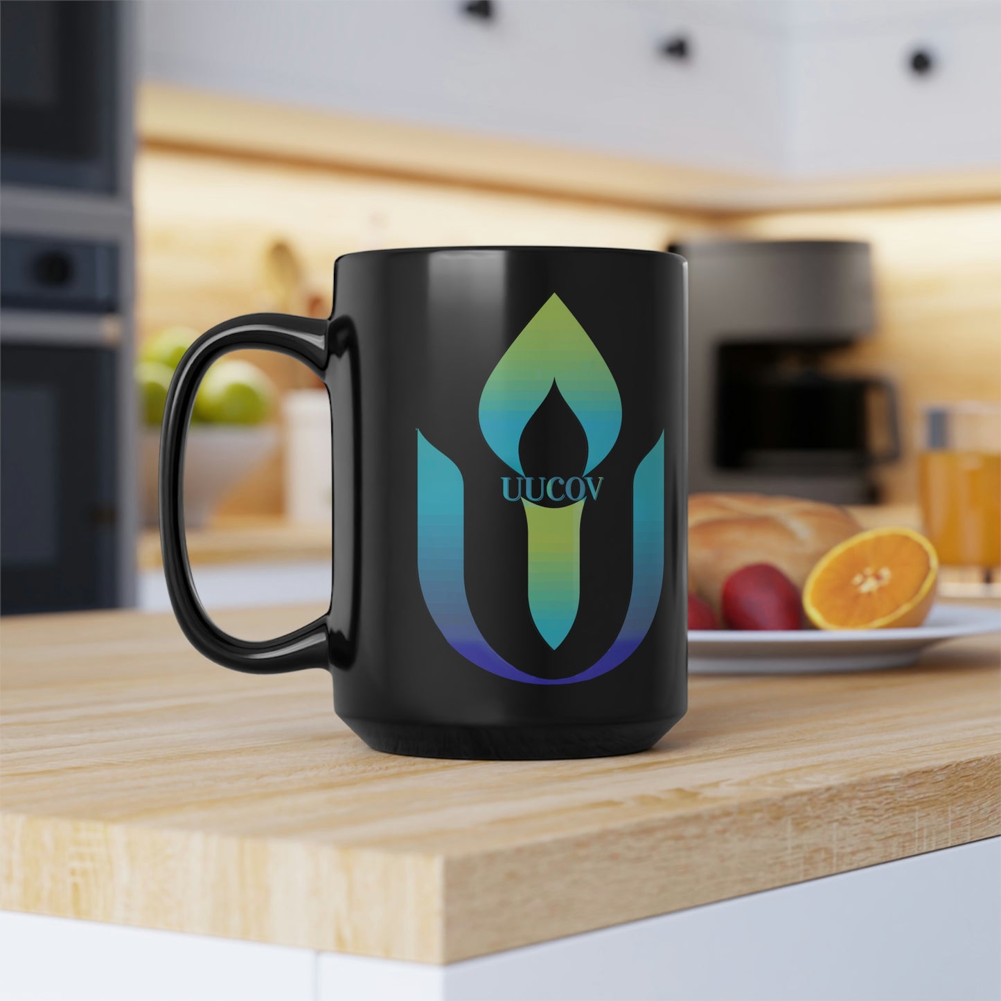 UUCOV Logo Black Mug, 15oz