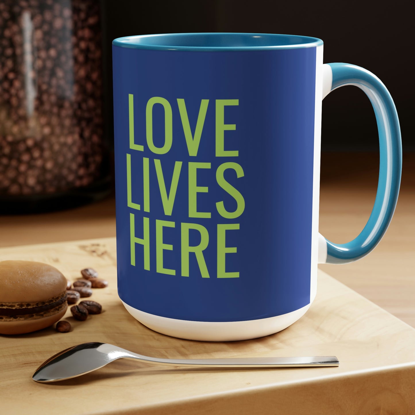 Love Lives HereTwo-Tone Coffee Mugs, 15oz