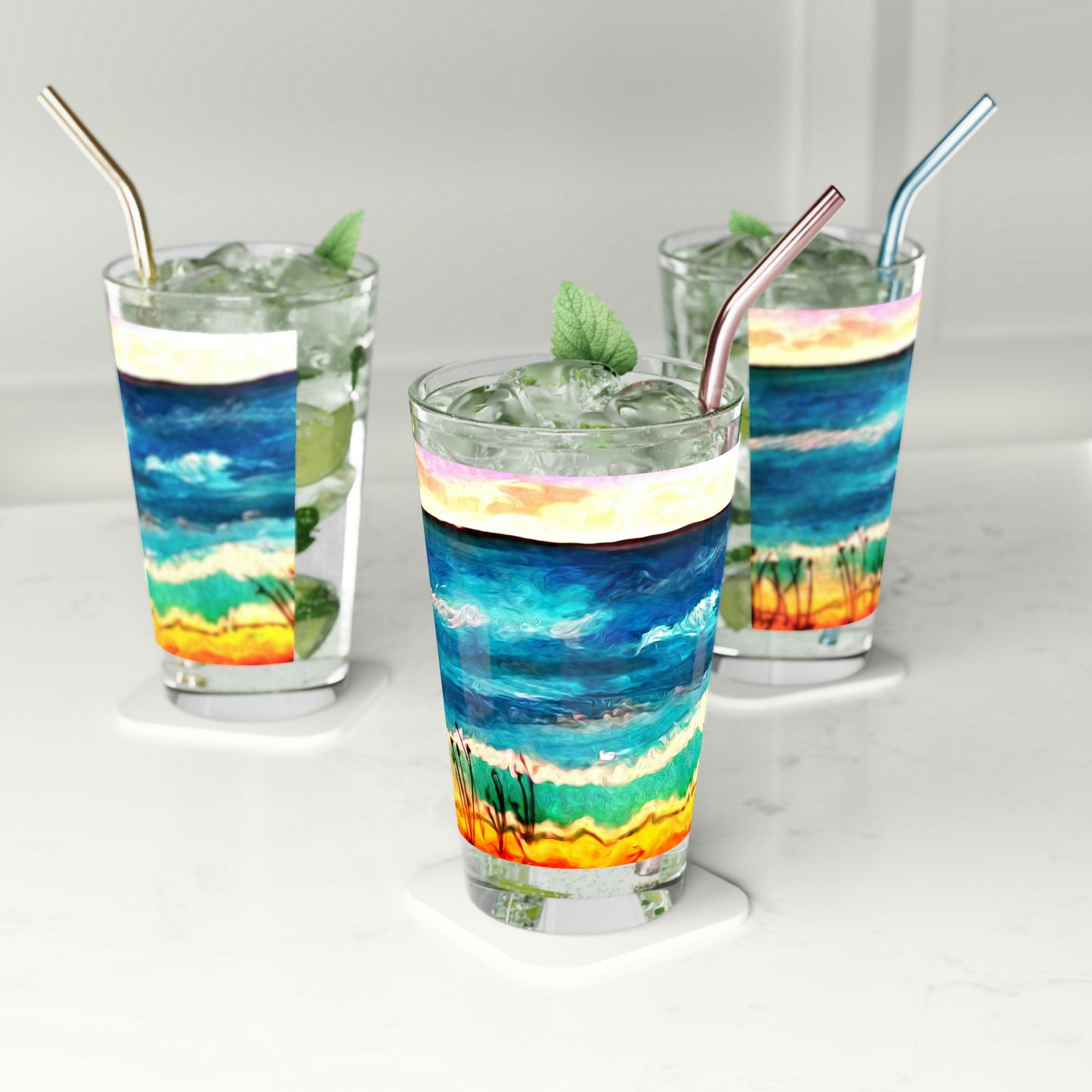 Beachy Pint Glass, 16oz
