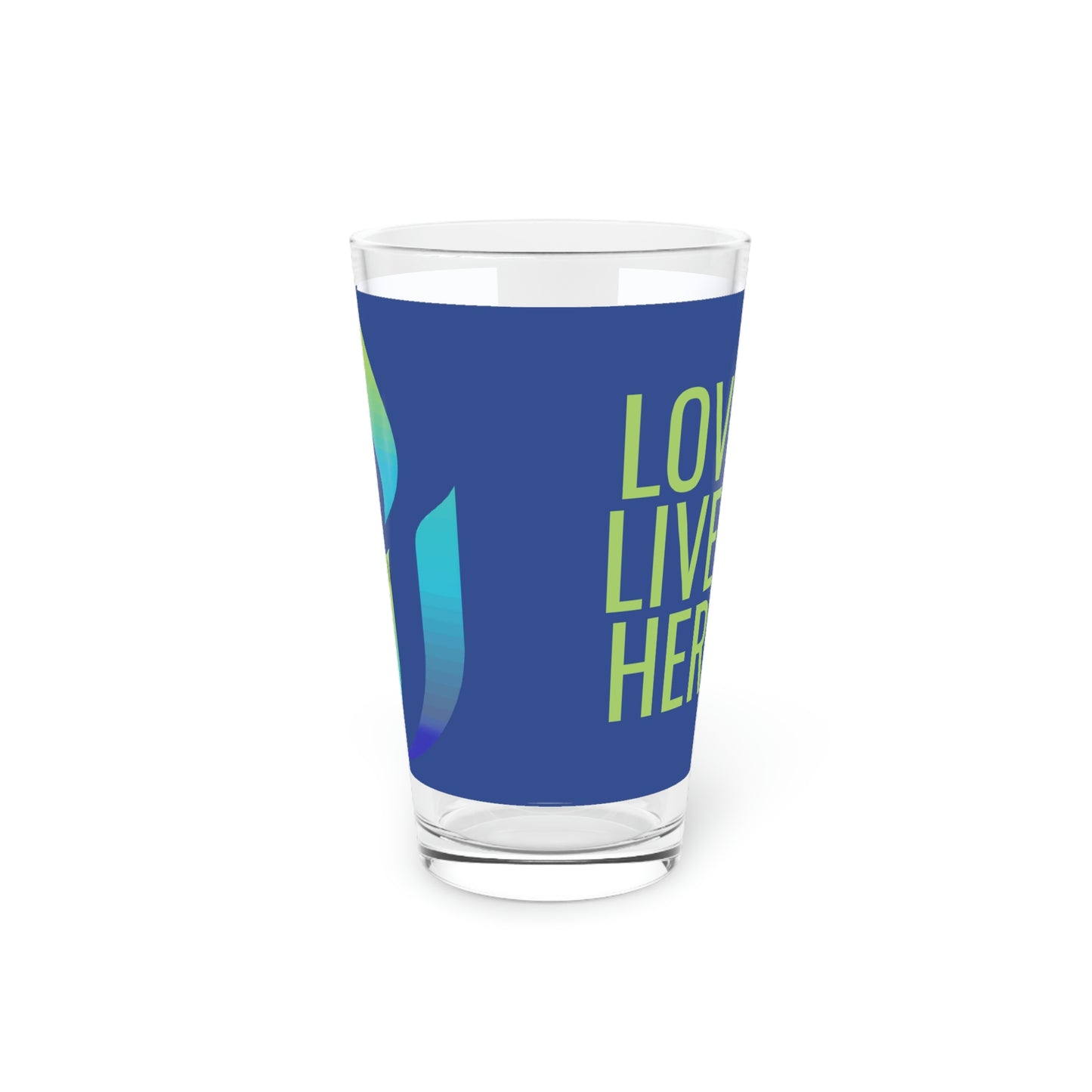UUCOV Love Lives Here Pint Glass, 16oz