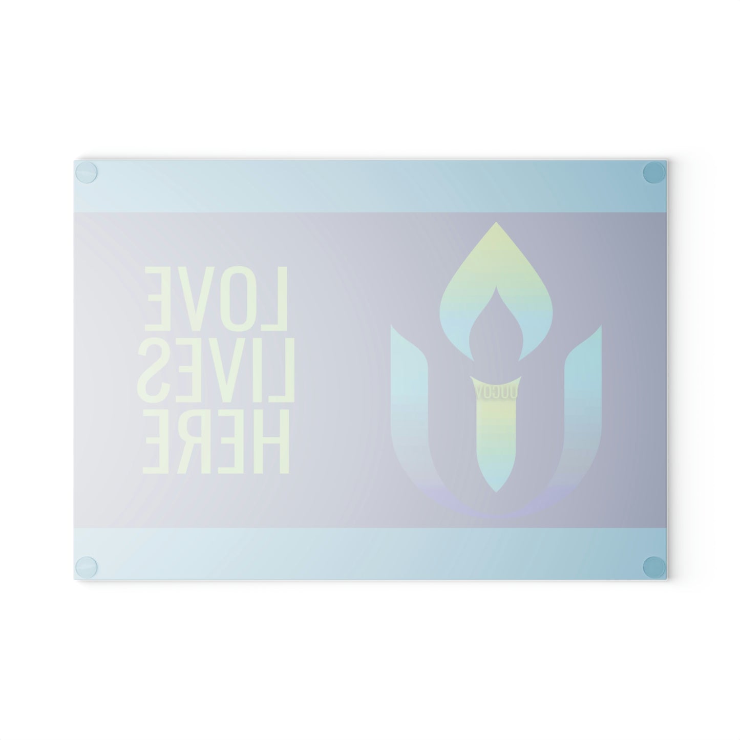 Love Lives Here Glass Cutting Board