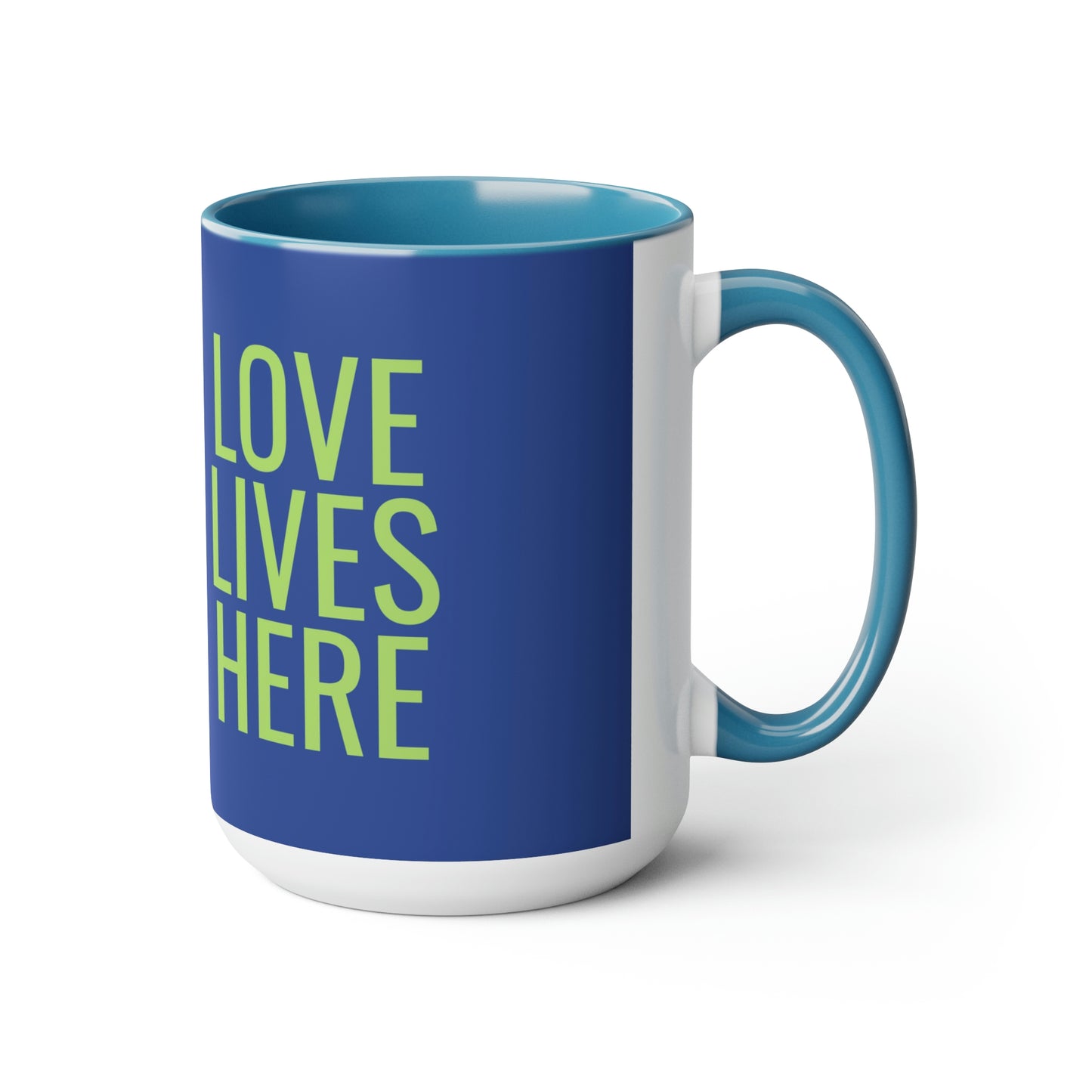 Love Lives HereTwo-Tone Coffee Mugs, 15oz