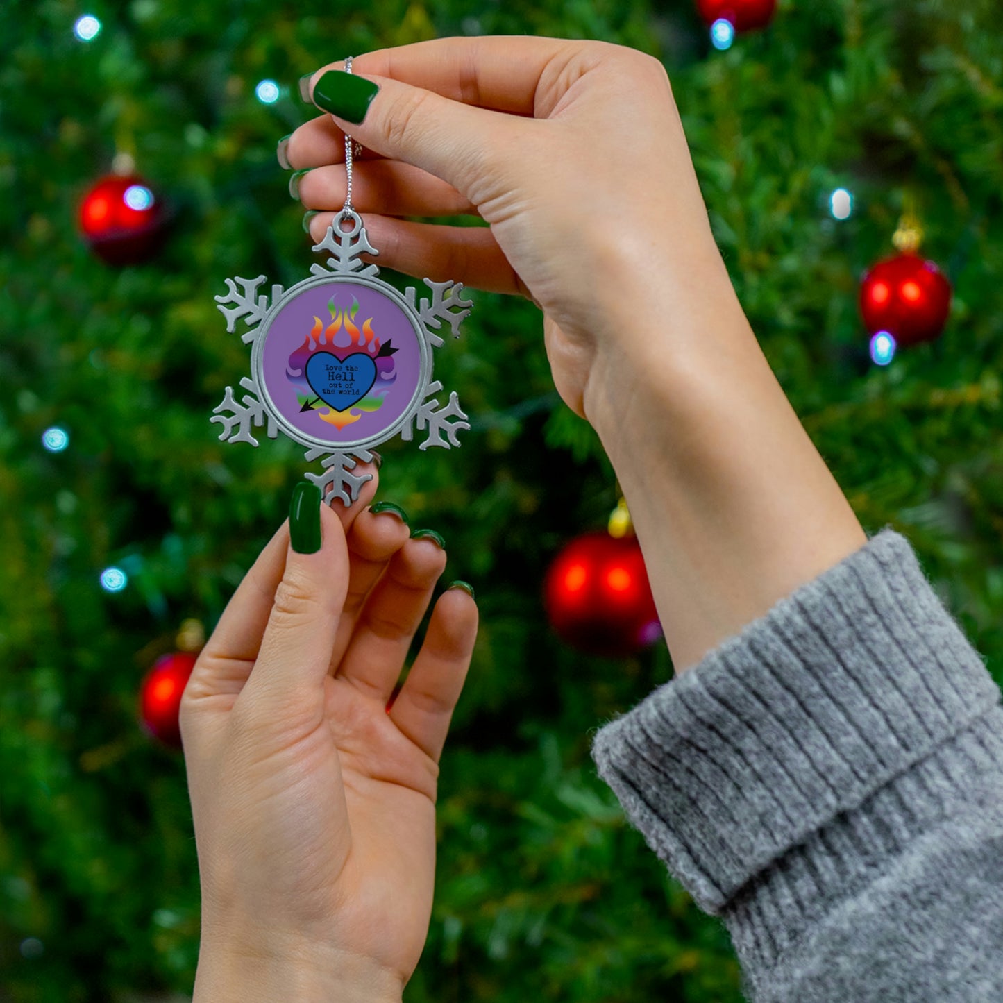 Love the Hell Out of the World Pewter Snowflake Ornament