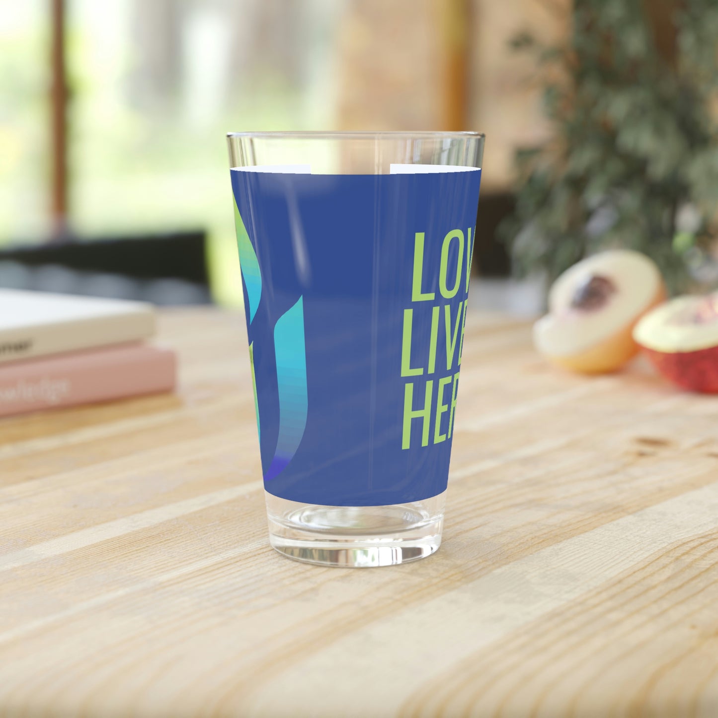 UUCOV Love Lives Here Pint Glass, 16oz