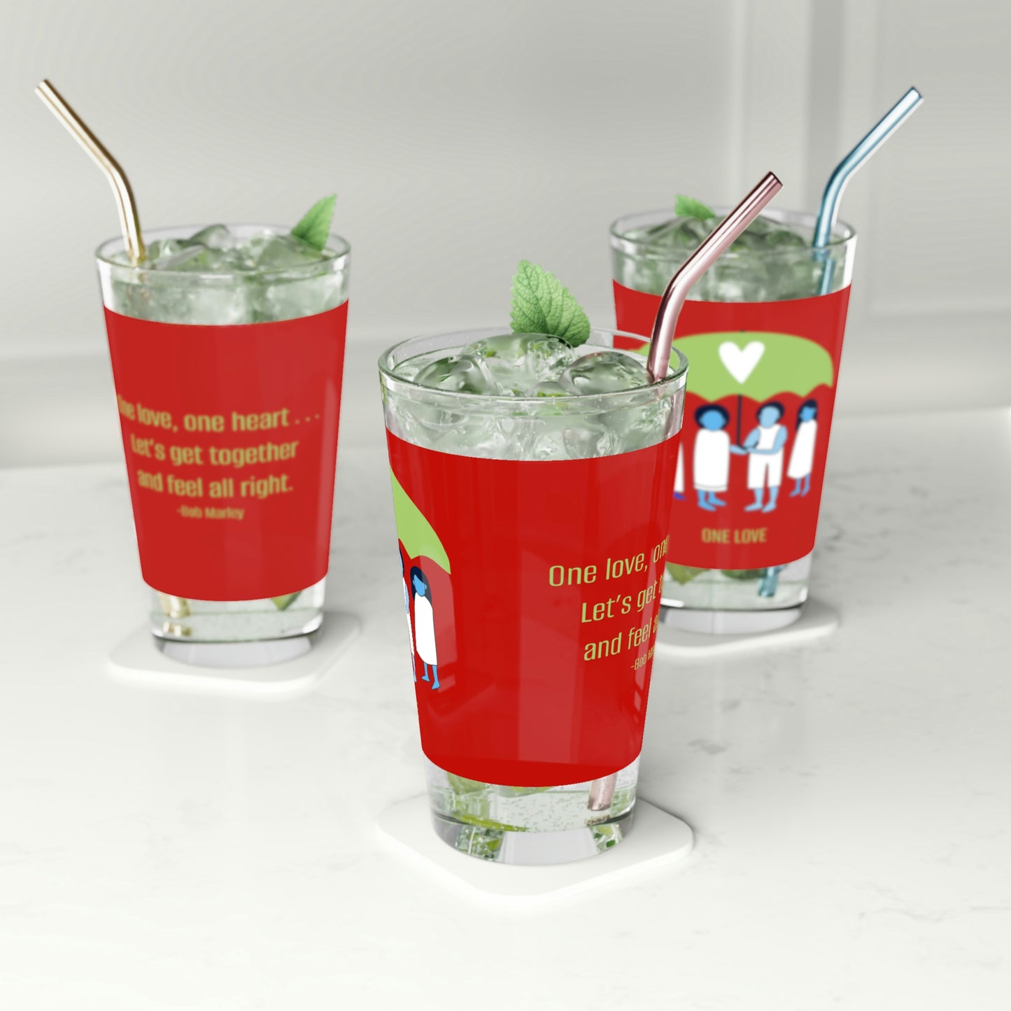 One Love Pint Glass, 16oz